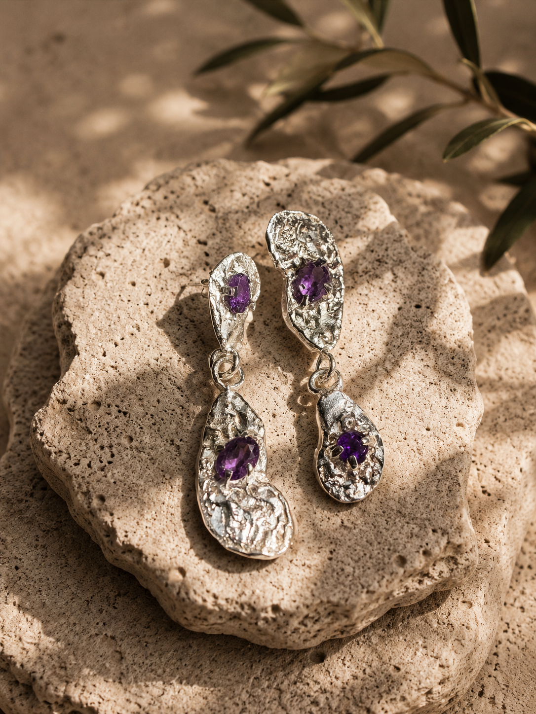 Organic Amethyst Earrings